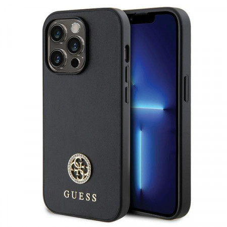 Оригинален твърд гръб GUESS Strass Metal Logo GUHCP15XPS4DGPK - iPhone 15 Pro Max черен