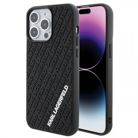 Оригинален твърд гръб KARL LAGERFELD 3D Rubber Multi Logo - iPhone 15 Pro Max черен