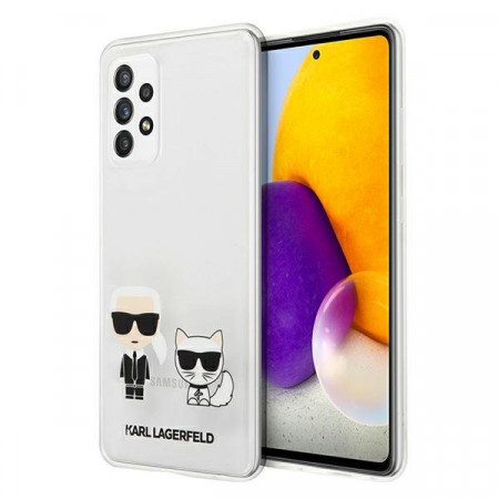 Оригинален твърд гръб KARL LAGERFELD Karl & Choupette KLHCA72CKTR - Samsung Galaxy A72 прозрачен