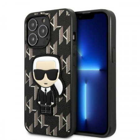 Оригинален твърд гръб KARL LAGERFELD Monogram Ikonik Patch KLHCP13LPMNIKBK - iPhone 13 Pro черен