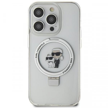 Оригинален твърд гръб KARL LAGERFELD Ring Stand Karl & Choupette MagSafe KLHMN61HMRSKCH - iPhone 11 бял