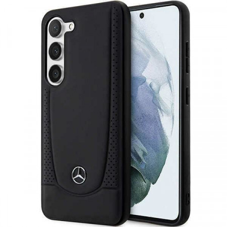 Оригинален твърд гръб MERCEDES Leather Urban Line MEHCS23SARMBK - Samsung Galaxy S23 Plus черен