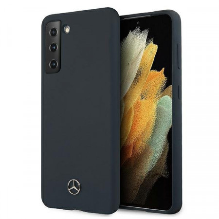 Оригинален твърд гръб MERCEDES Silicone MEHCS21MSILNA - Samsung Galaxy S21+ 5G син
