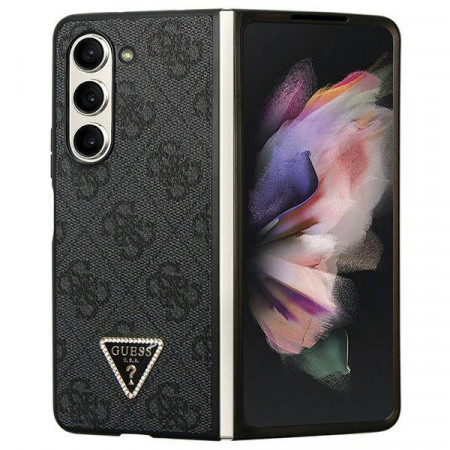 Оригинален твърд калъф GUESS Leather 4G Diamond Triangle - Samsung Galaxy Z Fold5 черен