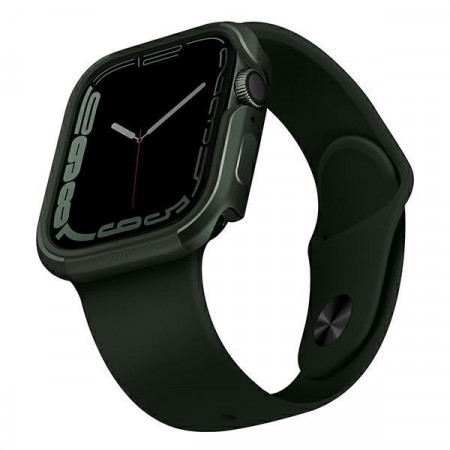 Подсилен алуминиев калъф за корпус UNIQ Valencia - Apple Watch 45mm Series 9 / 45mm Series 8 / 45mm Series 7 / 44mm SЕ (2nd gen) / 44mm SE / 44mm Series 6 / 44mm Series 5 / 44mm Series 4 / 42mm Series 3 / 42mm Series 2 зелен