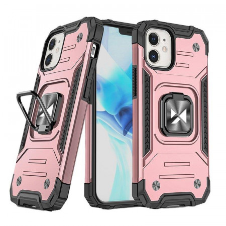 Подсилен гръб WOZINSKY Ring Armor със стойка - iPhone 14 Plus розов