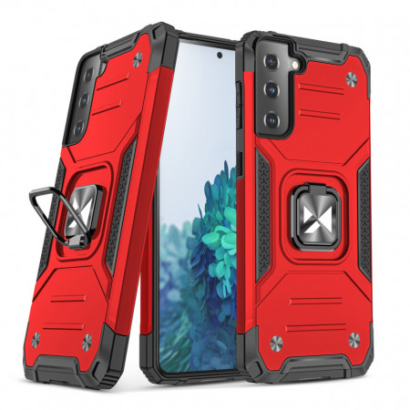 Подсилен гръб WOZINSKY Ring Armor със стойка - Samsung Galaxy S22 Plus 5G червен
