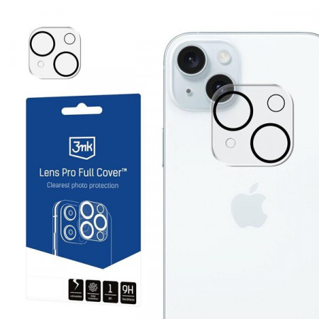 Подсилен протектор за камера с пълно покритие 3mk Lens Pro Full Cover - iPhone 15 / 15 Plus