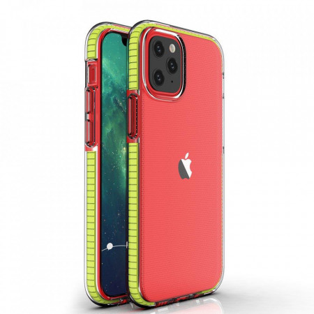 Прозрачен силиконов гръб с цветен кант Spring - iPhone 13 mini жълт