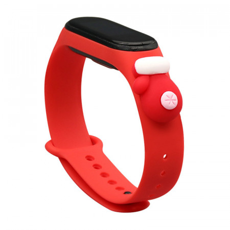 Силиконова каишка за часовник Xmas - Xiaomi Mi Band 5 / Band 6 коледен дизайн (ръкавичка) червен