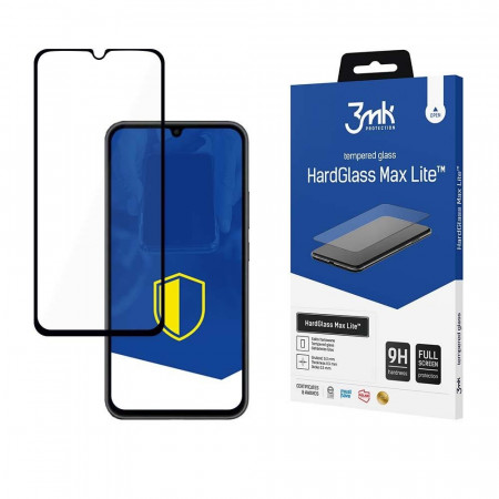 Стъклен протектор с пълно покритие 3mk Hard Glass Max Lite - Samsung Galaxy A34 5G с черна рамка