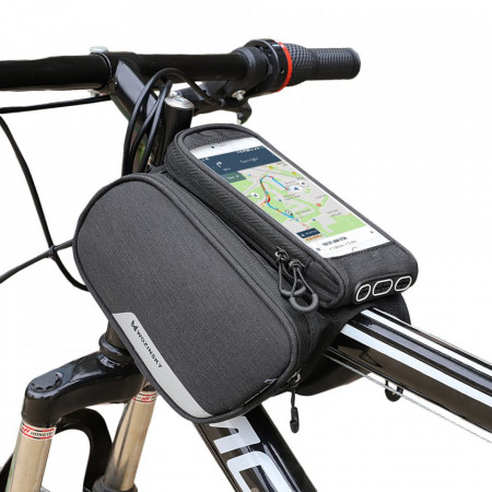 Чанта за рамката на велосипед WOZINSKY с отделящ се калъф за телефон 6.5" 1.5л (WBB7BK) черна