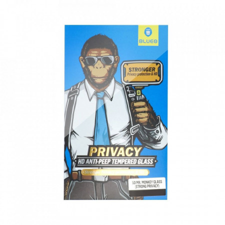 5D закален стъклен протектор MR. MONKEY Strong Privacy - iPhone 13 черен