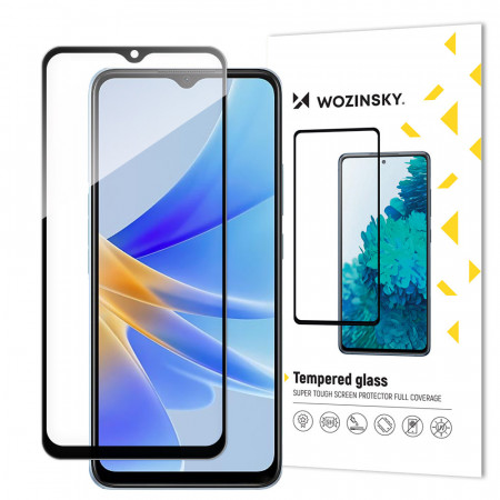 5D Full Glue закален стъклен протектор с пълно покритие WOZINSKY - Oppo A17 9H Cover с черна рамка
