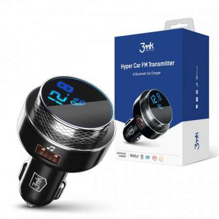 Bluetooth FM трансмитер за кола 3MK Hyper черен