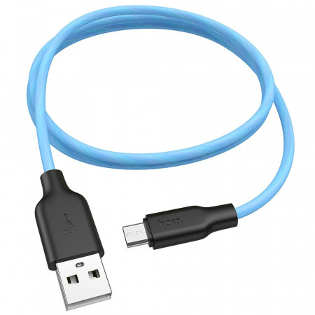 HOCO Plus Silicone charging data кабел for Micro X21 1 meter черен&blue
