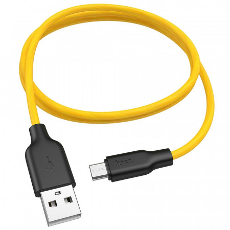 HOCO Plus Silicone charging data кабел for Micro X21 1 meter черен&жълт