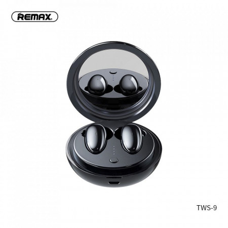 REMax слушалки bezprzewodowe / bluetooth TWS-9 ze stacją dokującą i lusterkiem черни