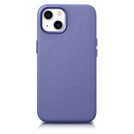 Гръб от естествена кожа iCARER Leather MagSafe - iPhone 14 Plus светлолилав