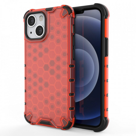 Гръб Honeycomb Armor със силиконов бъмпер - iPhone 13 mini червен