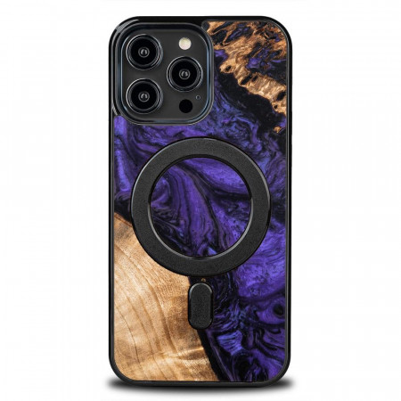 Дървен гръб BEWOOD Unique Wood and Resin MagSafe - iPhone 14 Pro Max Violet черен / лилав
