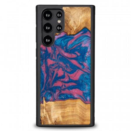 Дървен гръб BEWOOD Unique Wood and Resin - Samsung Galaxy S22 Ultra Vegas розов / син