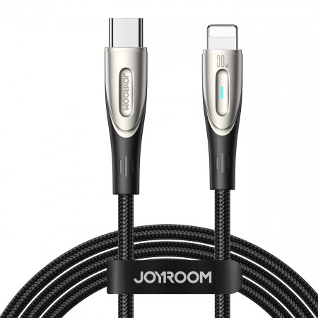 Кабел за зареждане и данни с оплетка JOYROOM Star-Light SA27-CL3 USB Type C към Lightning 30W 1.2m черен