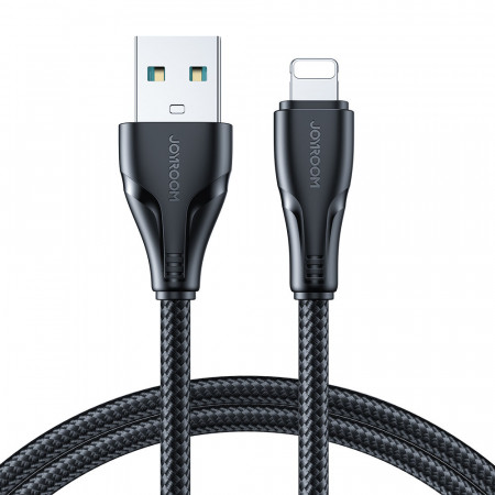 Кабел за зареждане и данни с оплетка JOYROOM Surpass USB Type A към Lightning 2.4A 2m черен (S-UL012A11)