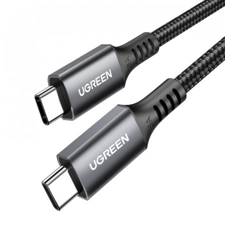 Кабел за зареждане и данни с оплетка UGREEN US555 USB Type C към USB Type C 100W Power Delivery 3 m сив