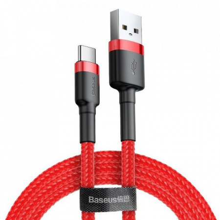 Кабел за зареждане и данни BASEUS Cafule USB Type A към USB Type C 3A 1m (CATKLF-B09) червен