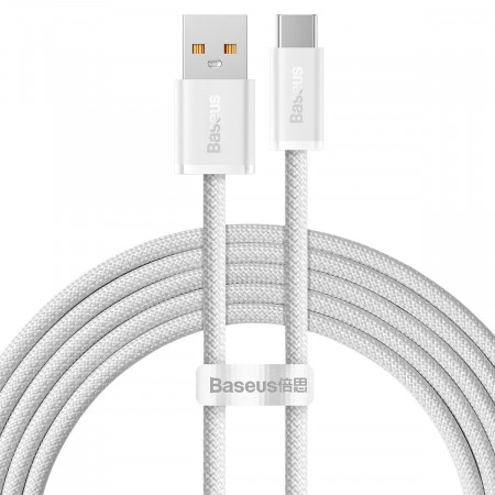 Кабел за зареждане и данни BASEUS Dynamic USB Type C към Lightning 100W 2m бял (CALD000702)