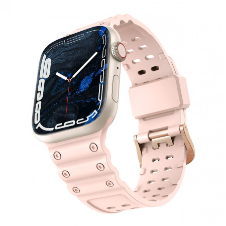 Каишка със стоманена закопчалка Triple Protection - Apple Watch 41mm Series 9 / 41mm Series 8 / 41mm Series 7 / 40mm Series 6 / 40mm SE / 40mm Series 5 / 40mm Series 4 / 38mm Series 3 / 38mm Series 2 / 38mm (1st gen) розов