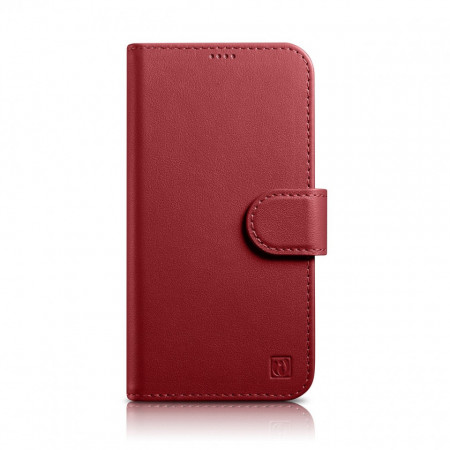 Калъф тип книга iCARER Wallet 2в1 против кражба - iPhone 14 Pro Cover червен