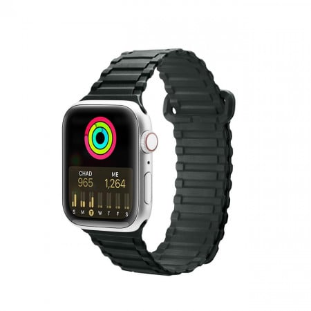 Магнитна силиконова каишка Dux Ducis Armor - Apple Watch 41mm Series 9 / 41mm Series 8 / 41mm Series 7 / 40mm Series 6 / 40mm SE / 40mm Series 5 / 40mm Series 4 / 38mm Series 3 / 38mm Series 2 / 38mm (1st gen) зелен