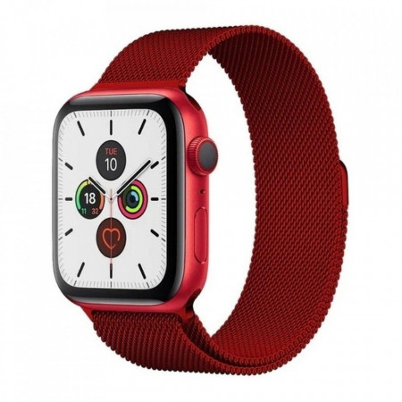 Магнитна стоманена каишка за часовник - Apple Watch 41mm Series 7 червен