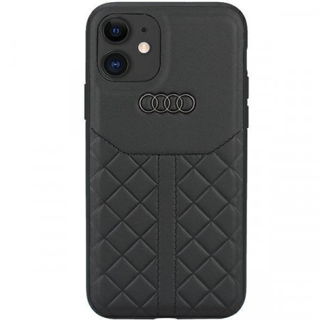 Оригинален гръб от естествена кожа AUDI Genuine Leather AU-TPUPCIP12P-Q8 / D1-BK - iPhone 12 / 12 Pro черен