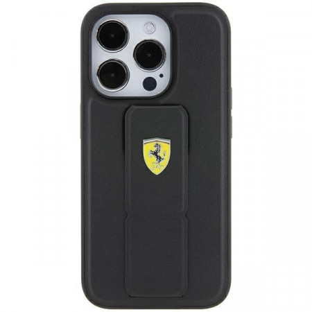 Оригинален гръб FERRARI Grip Stand Metal Logo - iPhone 15 черен