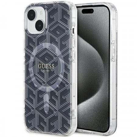 Оригинален гръб GUESS IML GCube MagSafe - iPhone 15 Plus / 14 Plus черен