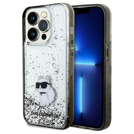 Оригинален гръб KARL LAGERFELD Liquid Glitter Choupette - iPhone 14 Pro Max прозрачен