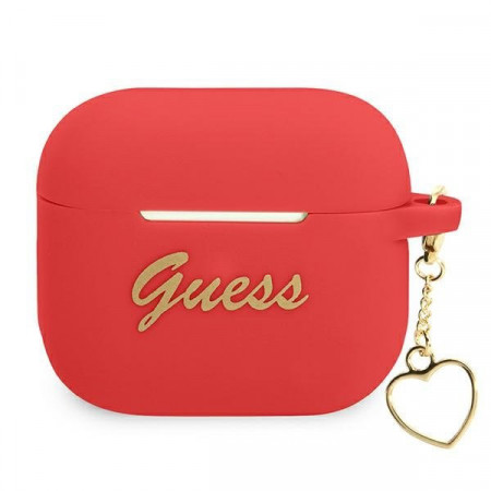 Оригинален калъф за слушалки GUESS Silicone Charm Heart GUA3LSCHSR - AirPods 3 червен