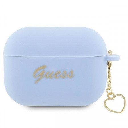 Оригинален калъф за слушалки GUESS Silicone Charm Heart GUAP2LSCHSB - AirPods Pro 2 син