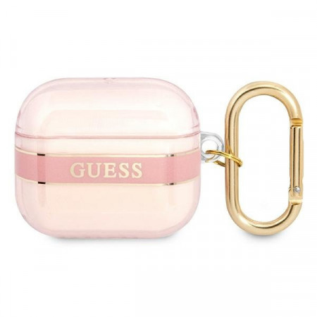 Оригинален калъф за слушалки GUESS Strap GUA3HHTSP - AirPods 3 розов