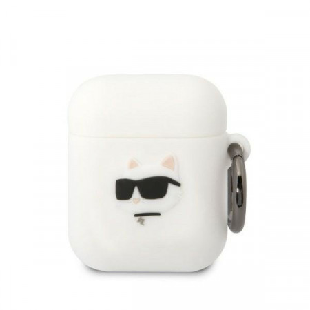 Оригинален калъф за слушалки Karl LAGERFELD Silicone Choupette Head 3D KLA2RUNCHH - AirPods 1 / 2 бял