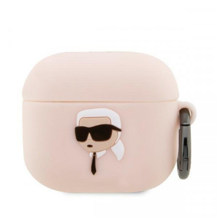 Оригинален калъф за слушалки Karl LAGERFELD Silicone Karl Head 3D KLA3RUNIKP - AirPods 3 розов