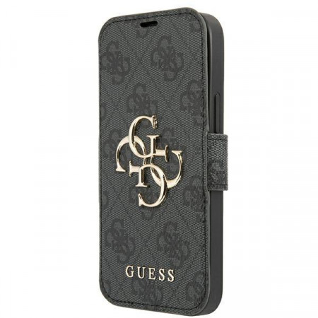Оригинален калъф тип книга GUESS 4G Big Metal Logo GUBKP13L4GMGGR - iPhone 13 Pro сив