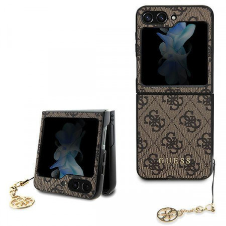 Оригинален калъф GUESS 4G Charms - Samsung Galaxy Z Flip5 кафяв