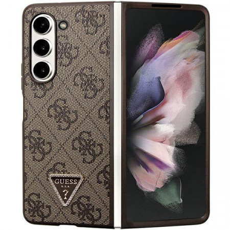 Оригинален калъф GUESS Leather 4G Triangle Strass - Samsung Galaxy Z Fold5 кафяв