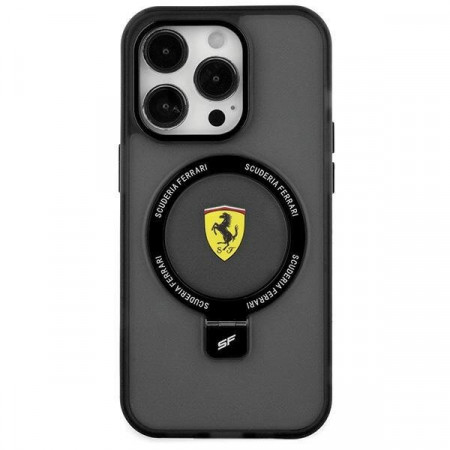 Оригинален твърд гръб FERRARI Ring Stand 2023 FEHMP15SUSCAK - iPhone 15 черен