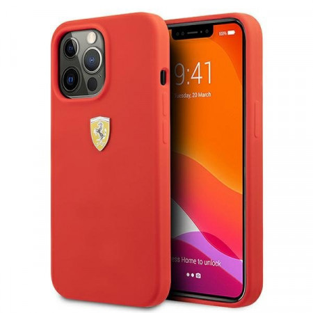 Оригинален твърд гръб FERRARI Silicone FESSIHCP13XRE - iPhone 13 Pro Max червен