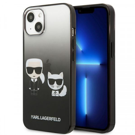 Оригинален твърд гръб KARL LAGERFELD Gradient Ikonik Karl & Choupette KLHCP13STGKCK - iPhone 13 mini черен